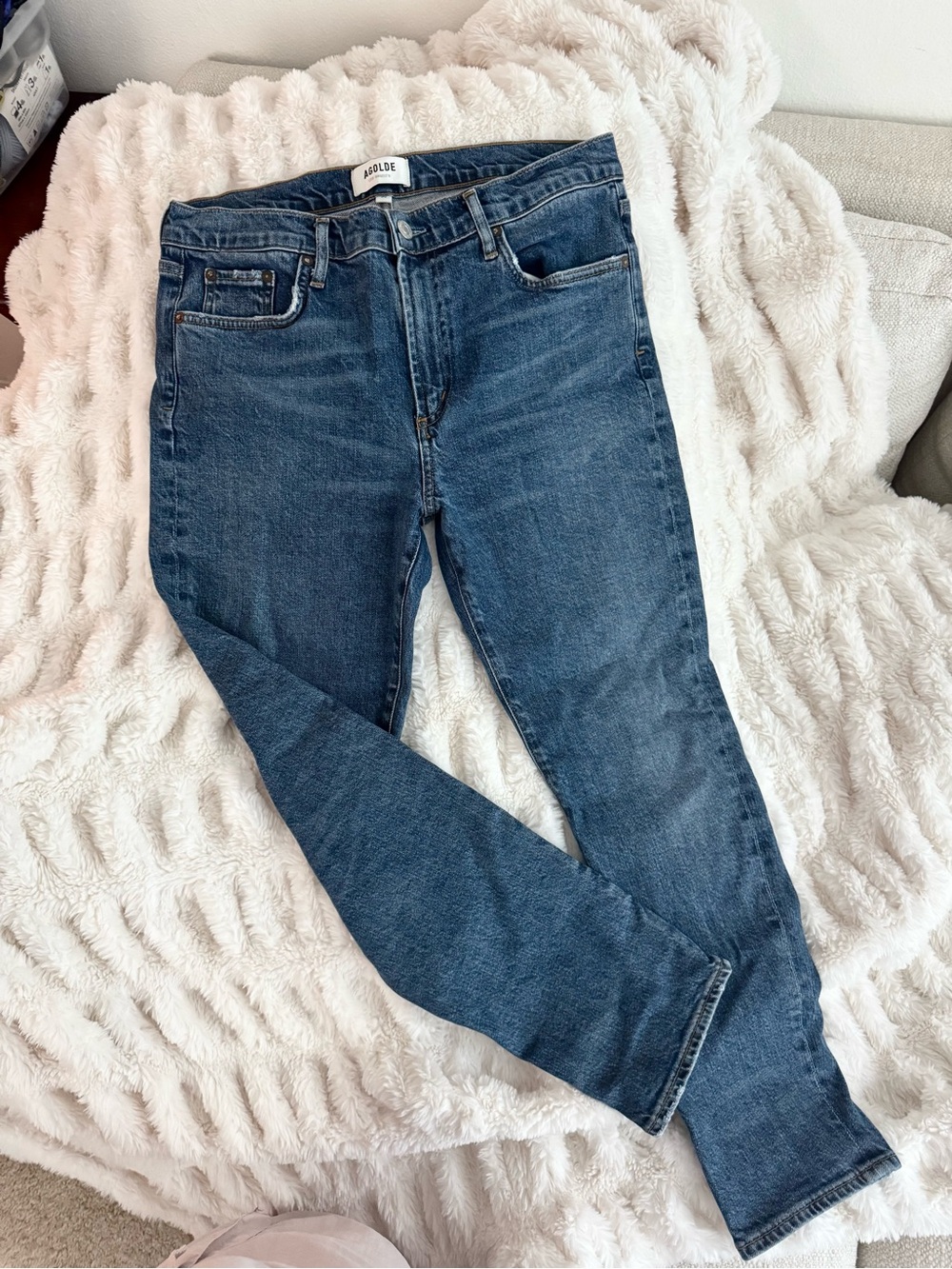 Agolde Blue Medium Wash Jeans - Picture 1 of 3